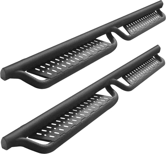 SMANOW Running Boards Compatible with 2007-2018 Jeep Wrangler JK 4 Doors, The Middle Spiral Connecting Two Steps, Heavy-duty Carbon Steel.