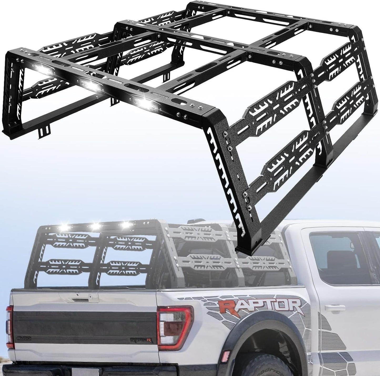 SMANOW Overland Bed Rack for Full Size Truck 22.5" Bed Rack Compatible with Ford/Dodge Ram/Nissan Titan/Silverado（6.5FT）/Sierra/Tundra Without Tonneau Bed Cover.