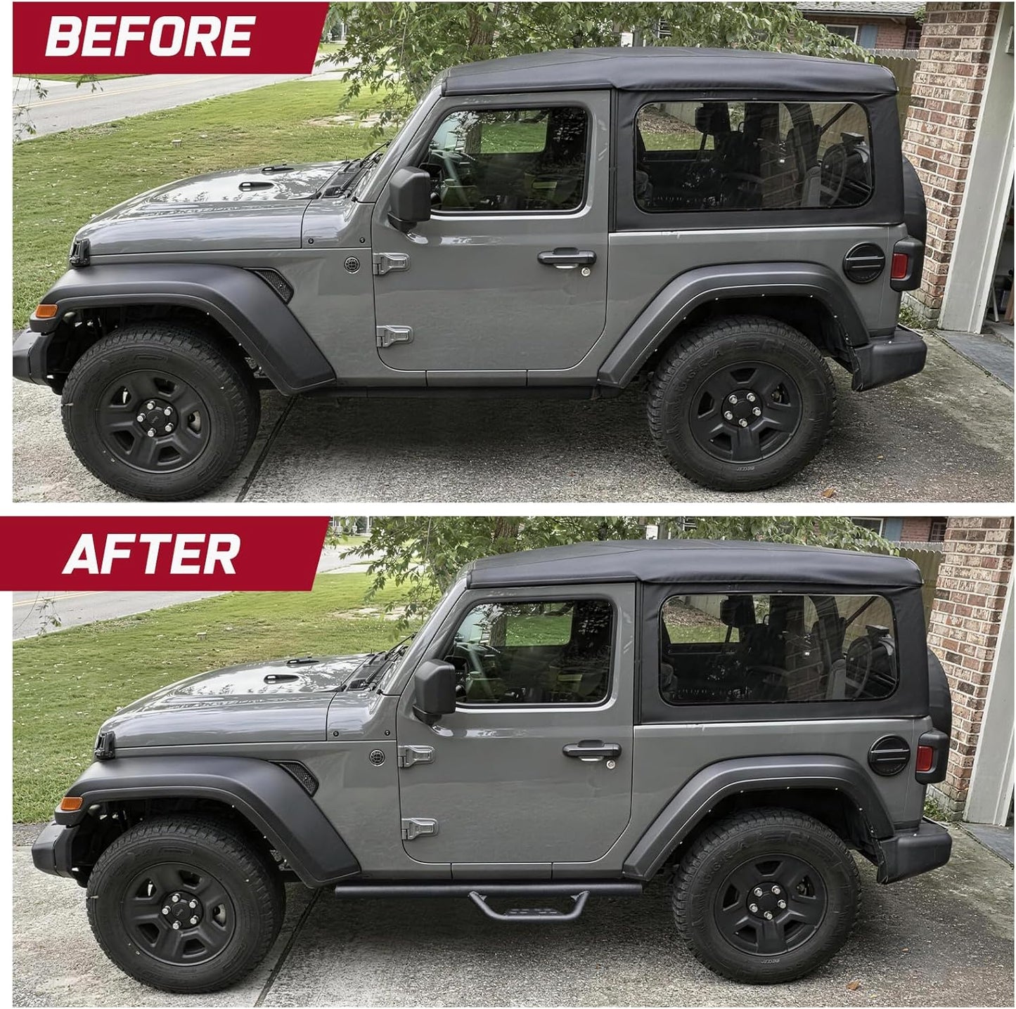 SMANOW Drop Down Style Running Boards Compatible with 2018-2025 Wrangler JL 2 Door, Dual-Stage Textured Black Powder Coated Side Steps Made with Carbon Stee. Wrangler JK Step Bars Nerf Bars.