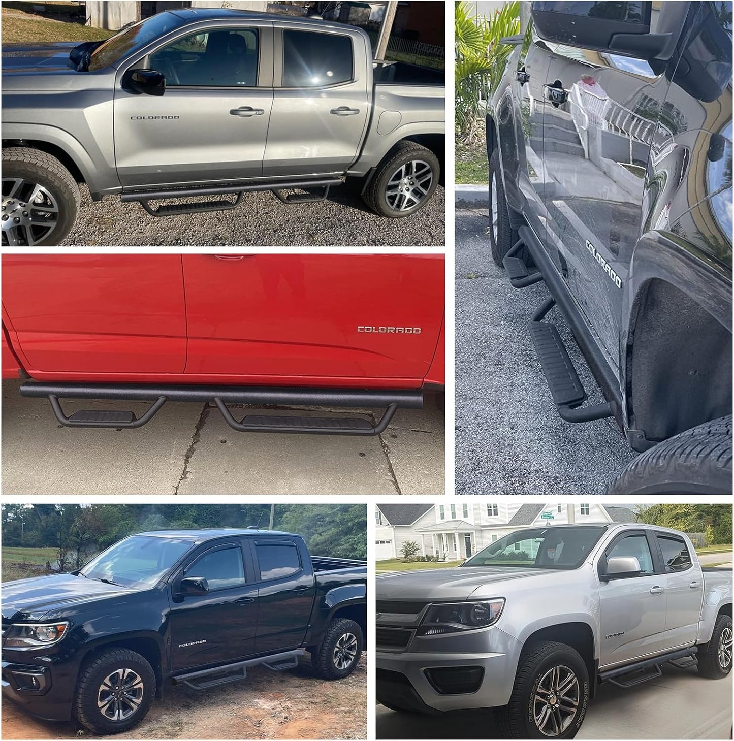 SMANOW Running Boards Compatible with 2015-2024 Chevy Colorado/GMC Canyon Extended Cab, Front Long Step, Round Tube Drop Down Style Step, Heavy Duty Carbon Steel.