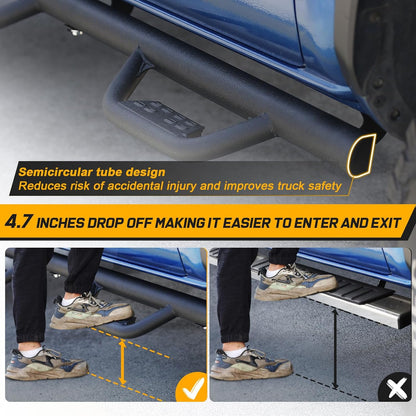 SMANOW 68 Inch Running Boards Compatible with 2015-2025 Chevy Colorado/GMC Canyon Extended Cab. Black Colorado Side Steps Step Bars Rock Sliders.Truck Running Boards Made with Carbon Steel.
