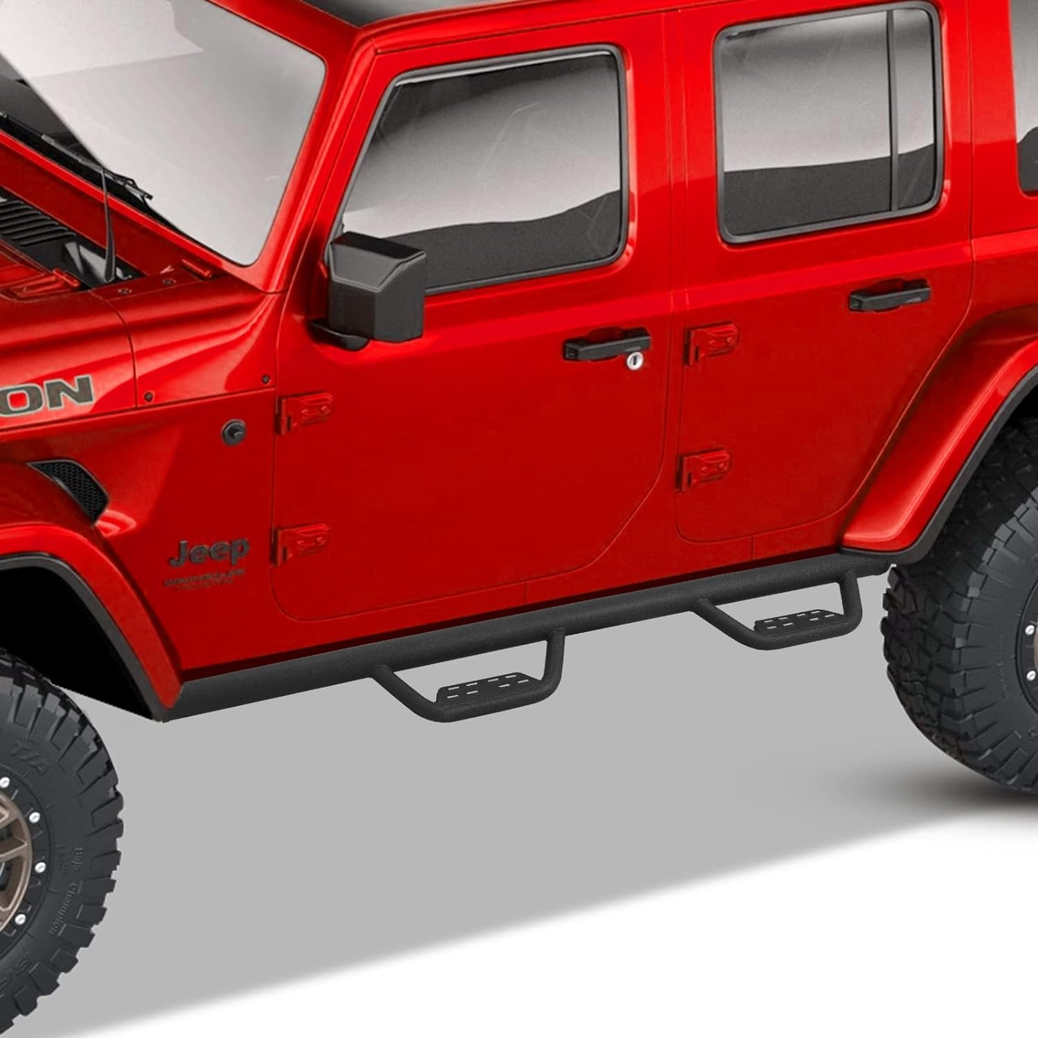 SMANOW Running Boards Compatible with 2007-2018 Jeep Wrangler JK 4 Doors, Square Tube Drop Down Style Step, Heavy Duty Carbon Steel.