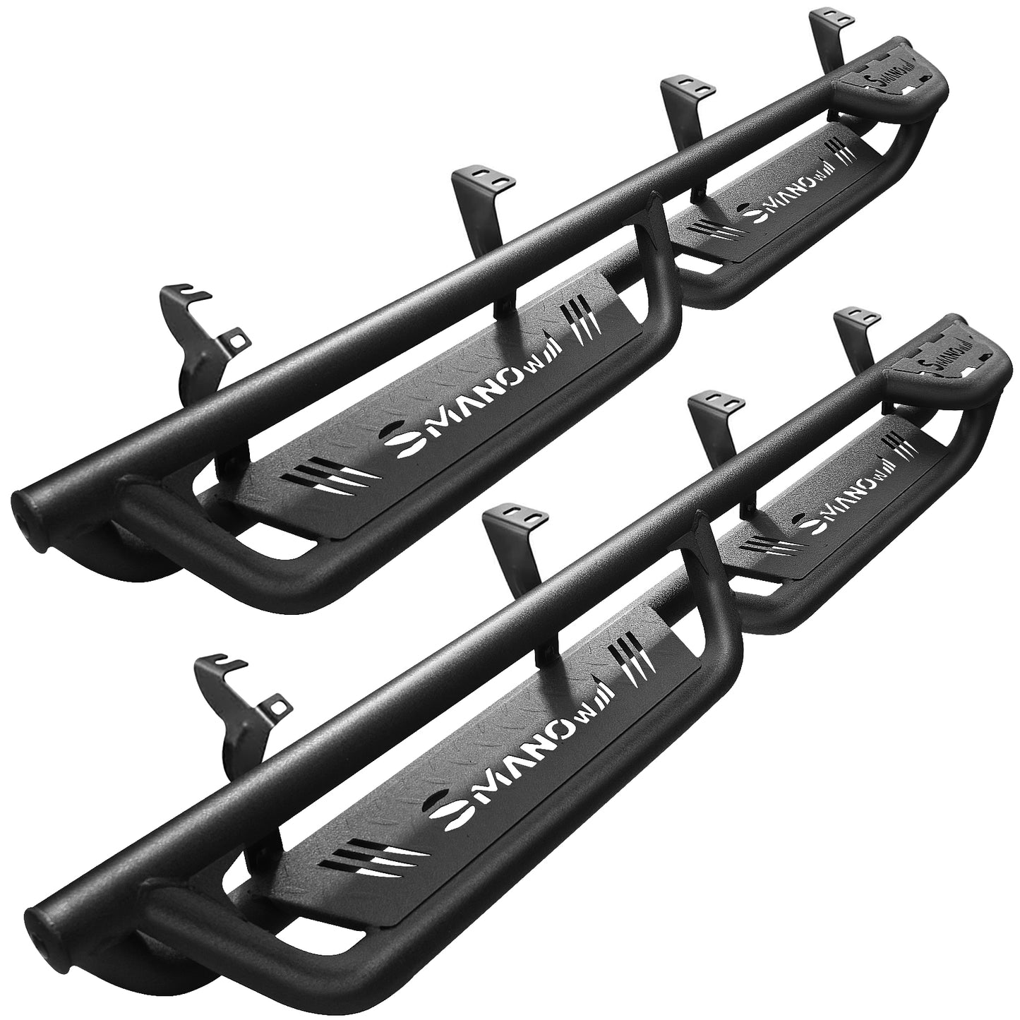 SMANOW Running Boards Compatible with 2022-2024 Toyota Tundra Crewmax Cab, A Two-Stair Layout Steps Design, Bed Access Steps, Small Rear Step.