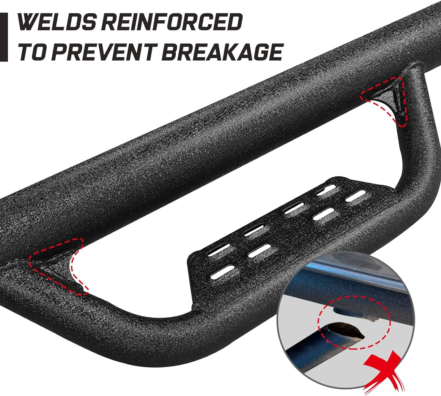 Welds reinforced to prevent breakage