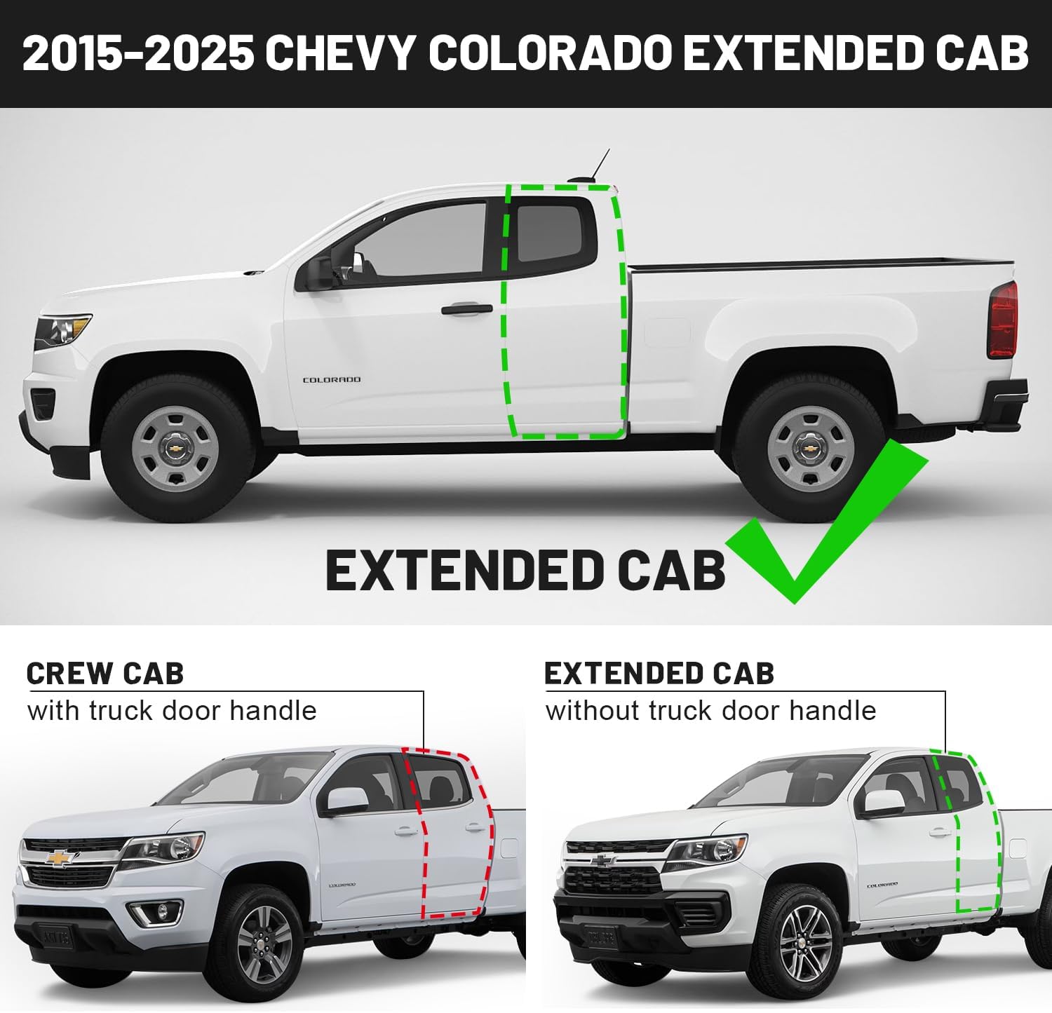 Truck Running Boards Compatible With 2015-2025 Chevy Colorado/GMC Canyon Extended Cab with 3/4 Size Rear Door.