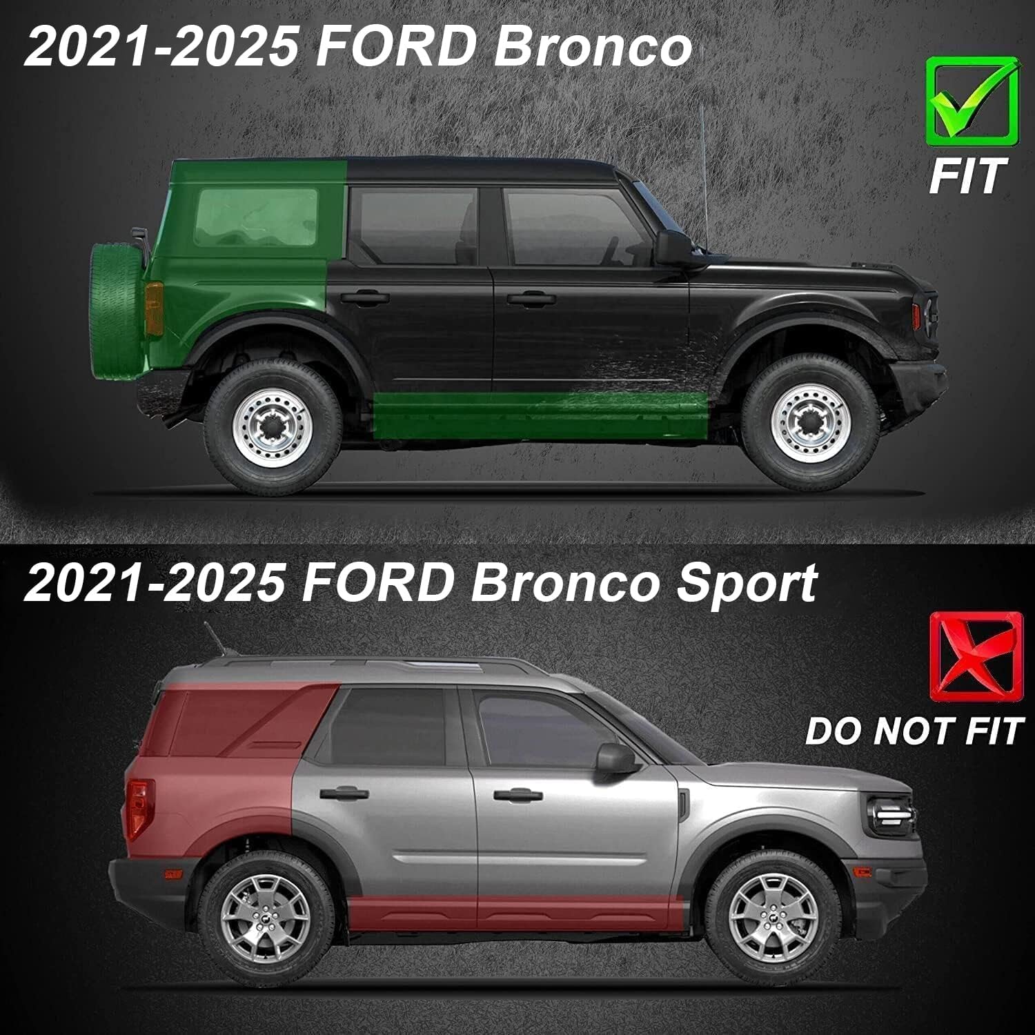 Running Boards Compatible with 2021-2025 Ford Bronco 4 Door SUV (not Compatible With Bronco Sport).