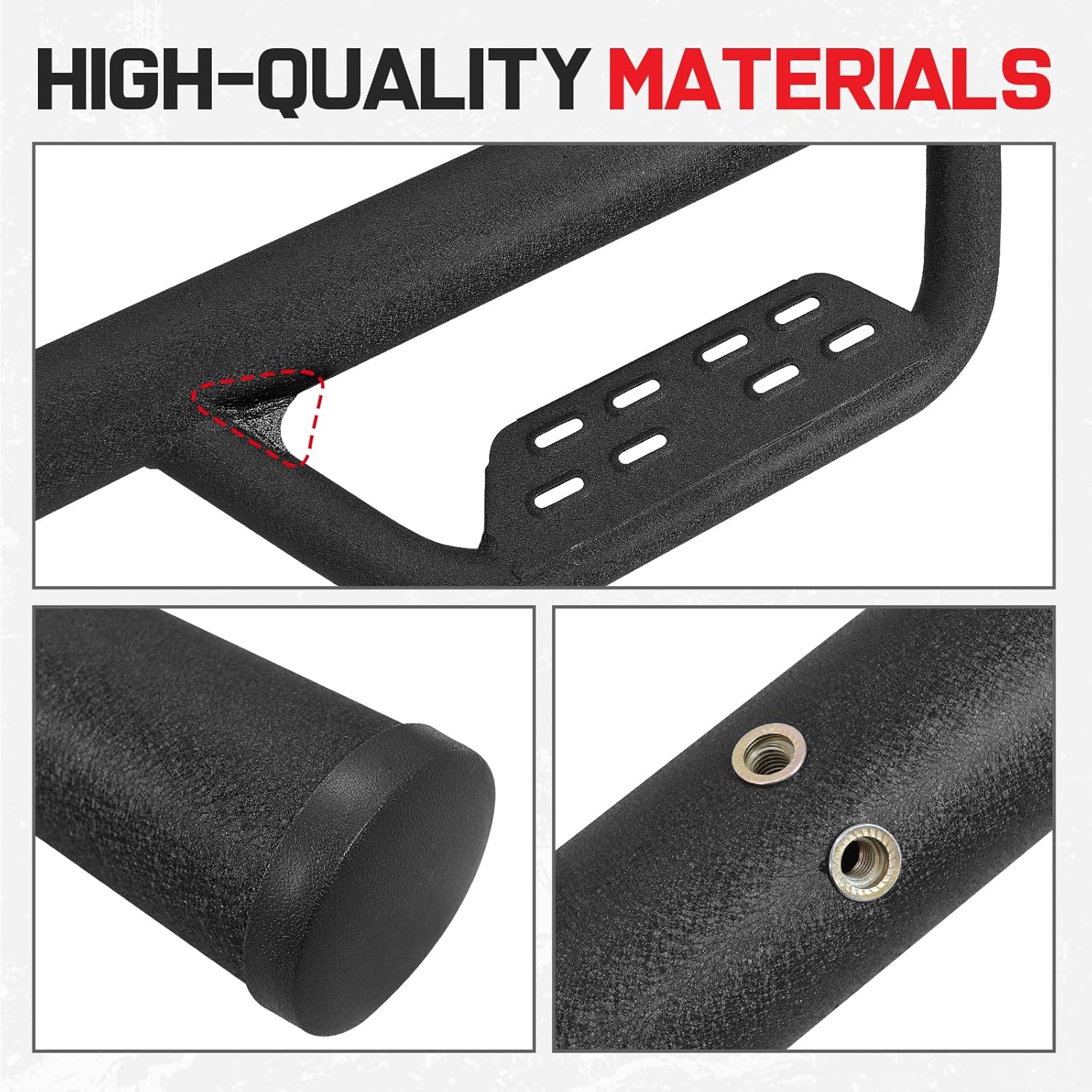 SMANOW Running Boarads Are Made With Wear-Resistant Carbon Steel, And High-Grade Rust-Proof Black Coating In Surface. Don't Worry About Torrential Rain And Snowstorms,Because The Side Step Is Resistant To Rain And Snow.
