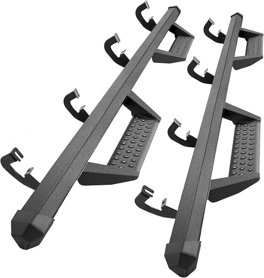 SMANOW Drop Running Boards Compatible with 2007-2018 Chevy Silverado 1500/Sierra 1500 2500HD 3500HD Crew Cab (Excl. Diesel Model), Dual-Stage Textured Black Powder Coated Step Bars Drop Step Style.