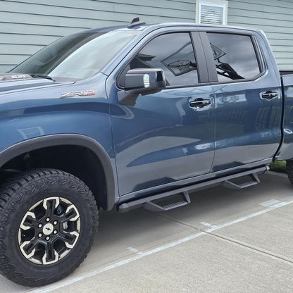 4-inch running boards are less difficult for children or people with limited range of motion to get into the truck, resulting in a convenient ride experience.