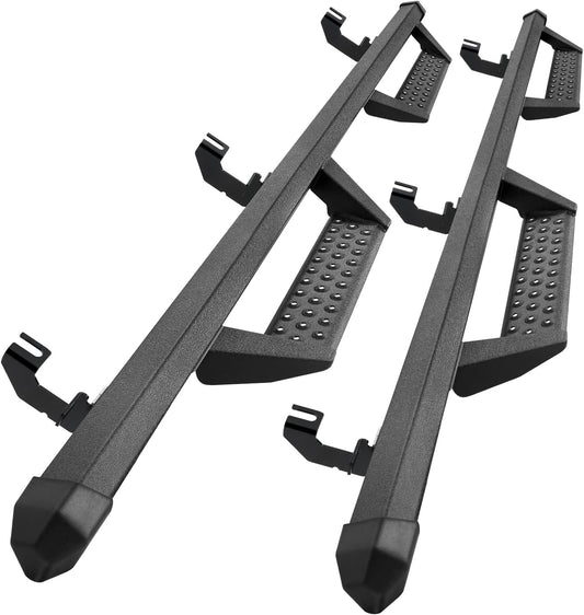 SMANOW Drop Down Running Boards Compatible with 2018-2025 Jeep Wrangler JL 4 Door, Dual-Stage Textured Black Powder Coated, 4 Inch Step Bars Side Step BCKA.