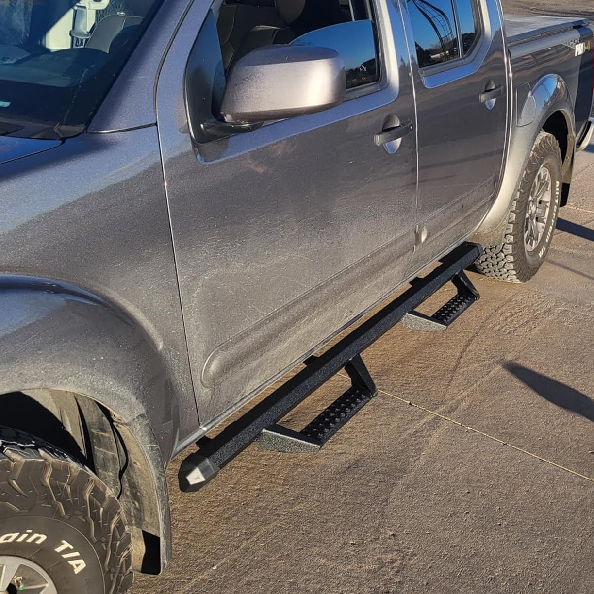 No drilling or modification is required. Include two steps(one left and one right ), mounting brackets, hardware, and instructions.