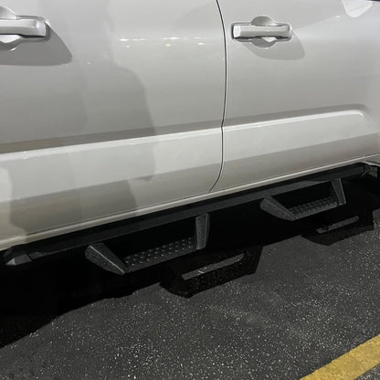 No drilling or modification is required. Include two steps(one left and one right ), mounting brackets, hardware, and instructions.