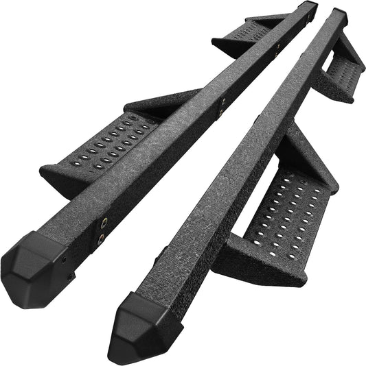 Running Boards Compatible with 2025 Toyota 4Runner(Without Side Skirts), Dual-Stage Textured Black Powder Coated, 4Runner 4 Inch Drop Down Side Steps Made with Carbon Steel.