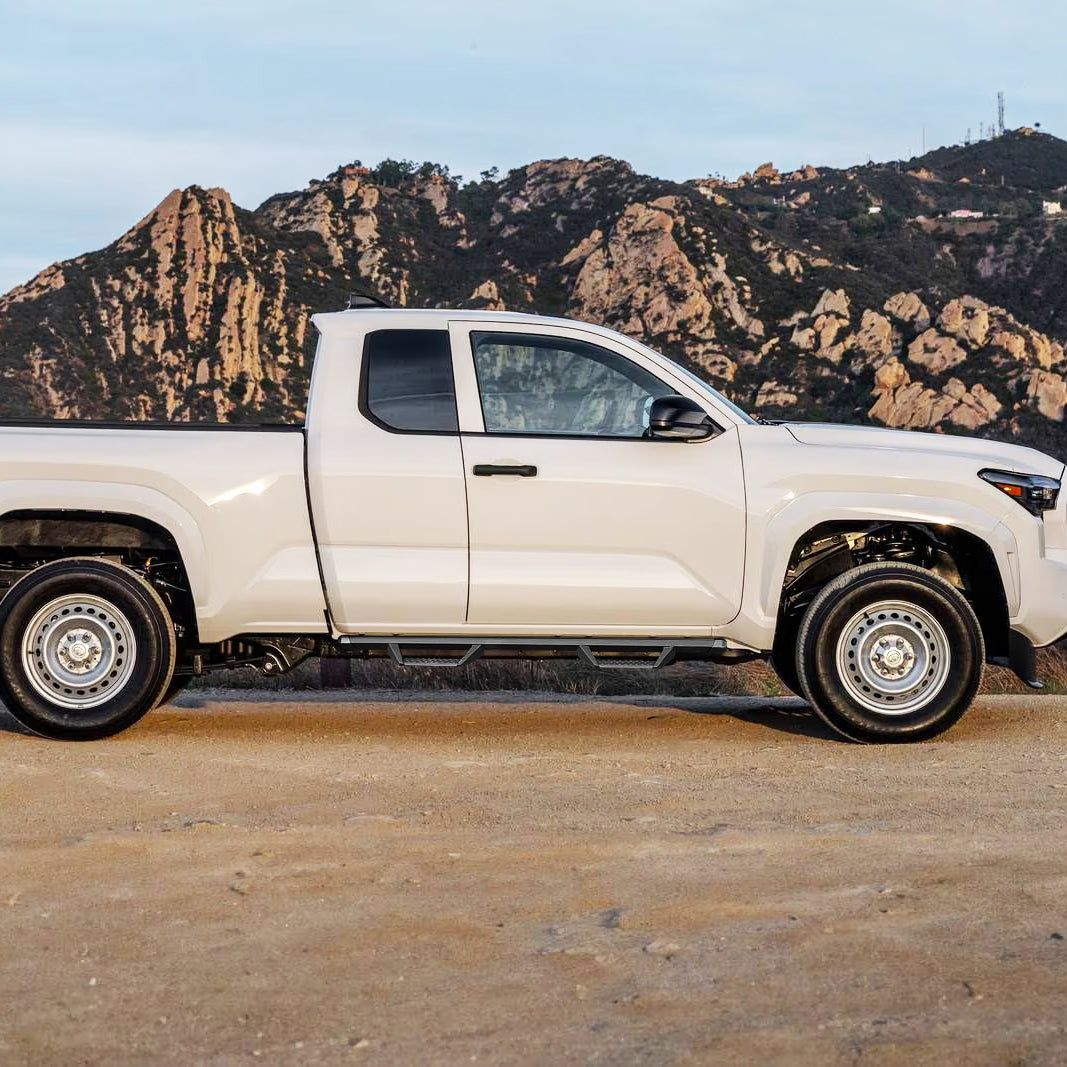 4-inch running boards are less difficult for children or people with limited range of motion to get into the truck, resulting in a convenient ride experience.