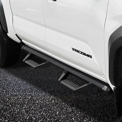 Drop down style estribos para Tacoma, 4.7 inch drop off making it easier to enter and exit. Durable non-slip steps provide more protection. looked clean yet aggressive.