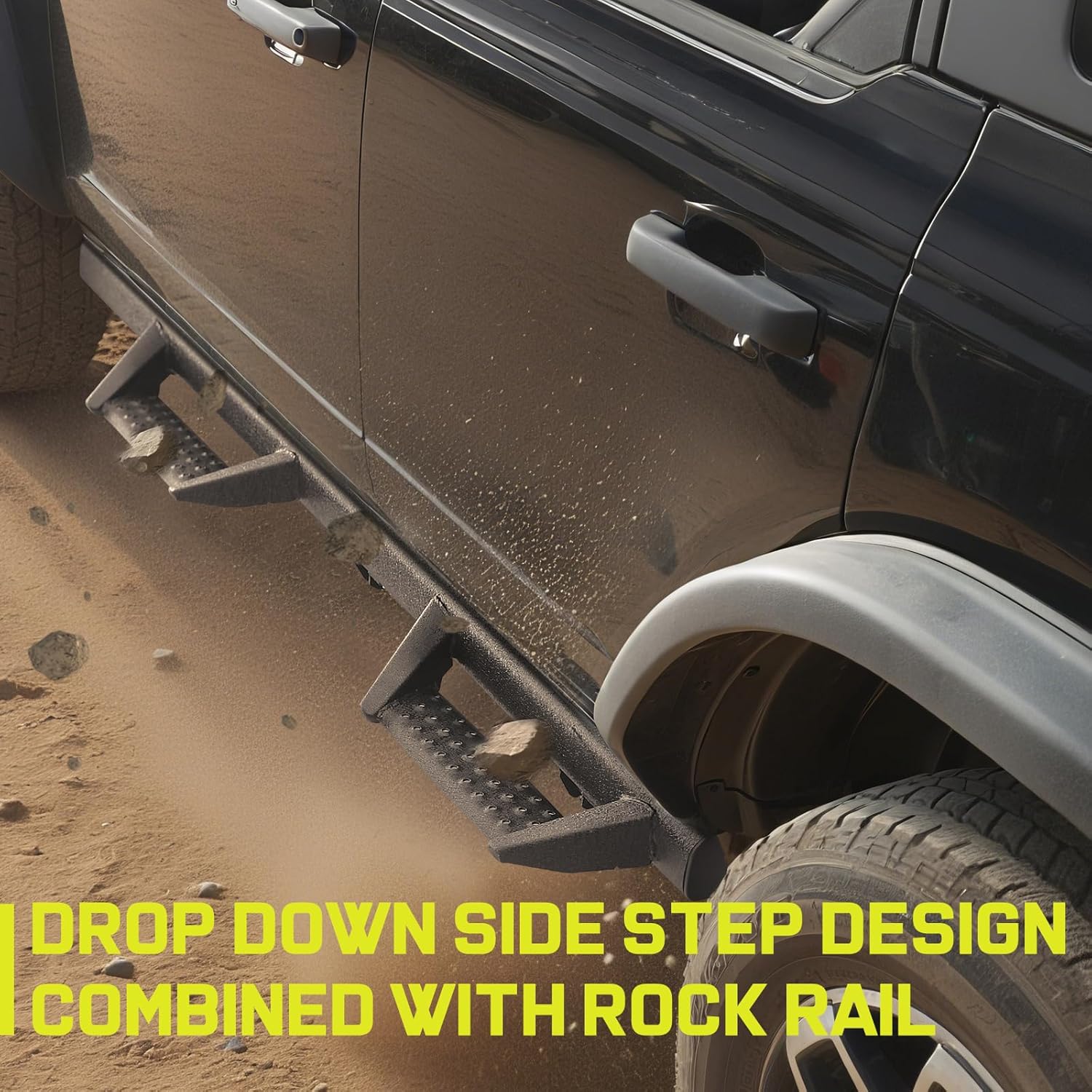SMANOW Bronco running boards feature the same design as the stock rock rails for a snug fit.SMANOW rock rails design running boards protect the sides and chassis while allowing for easy passenger access.
