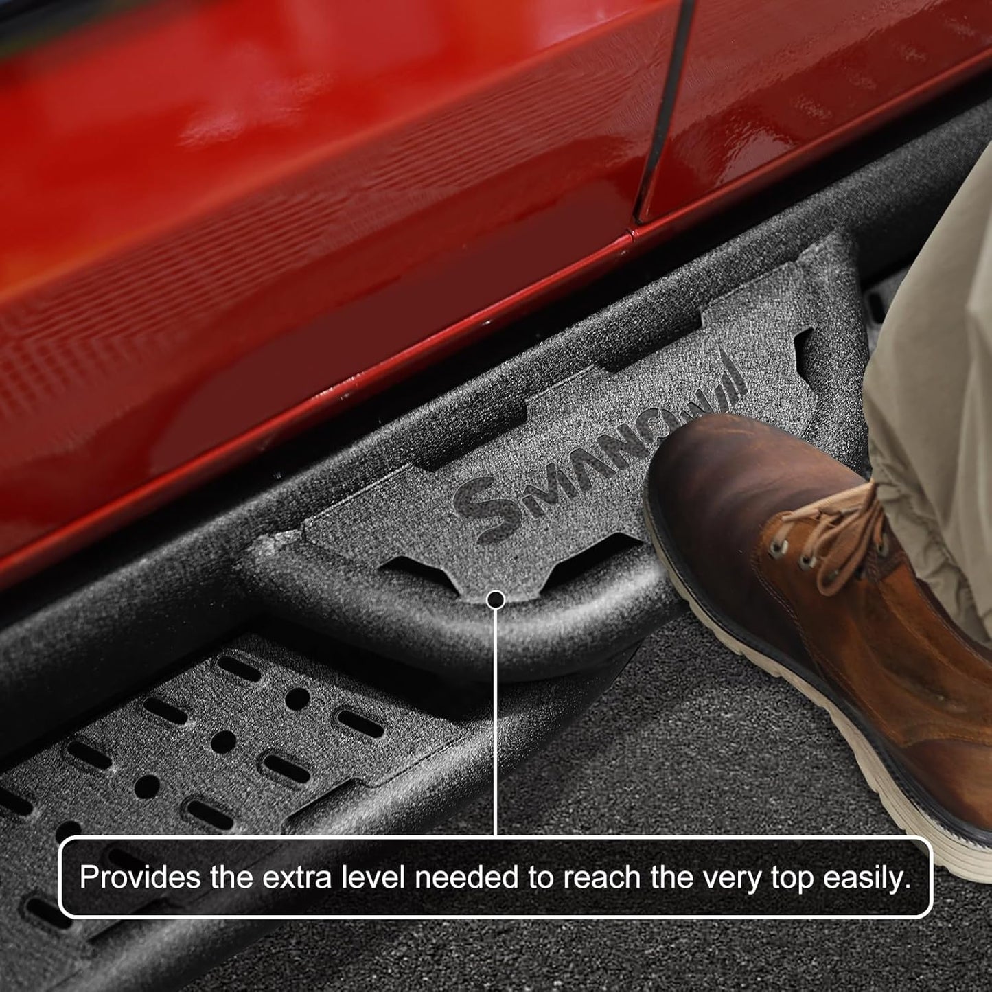 6.5-inch running boards are less difficult for children or people with limited range of motion to get into the truck, resulting in a convenient ride experience.