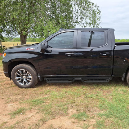 The step bars surface is rounded and smooth without sharp bumps to prevent scratching the skin. The square tube of side steps can protect rocker panel and impact protection.