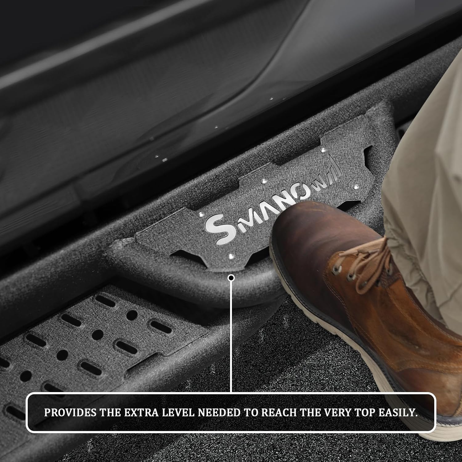 5.5-inch running boards are less difficult for children or people with limited range of motion to get into the truck, resulting in a convenient ride experience.