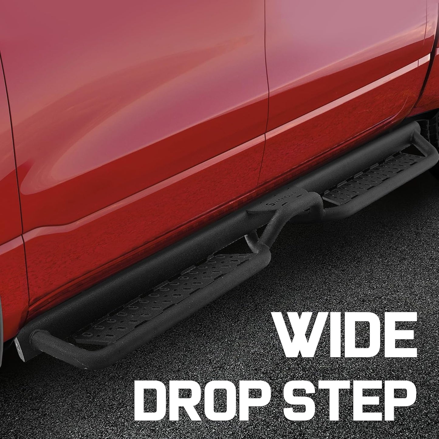 6-inch running boards are less difficult for children or people with limited range of motion to get into the truck, resulting in a convenient ride experience.
