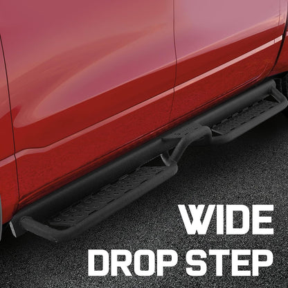 6-inch running boards are less difficult for children or people with limited range of motion to get into the truck, resulting in a convenient ride experience.