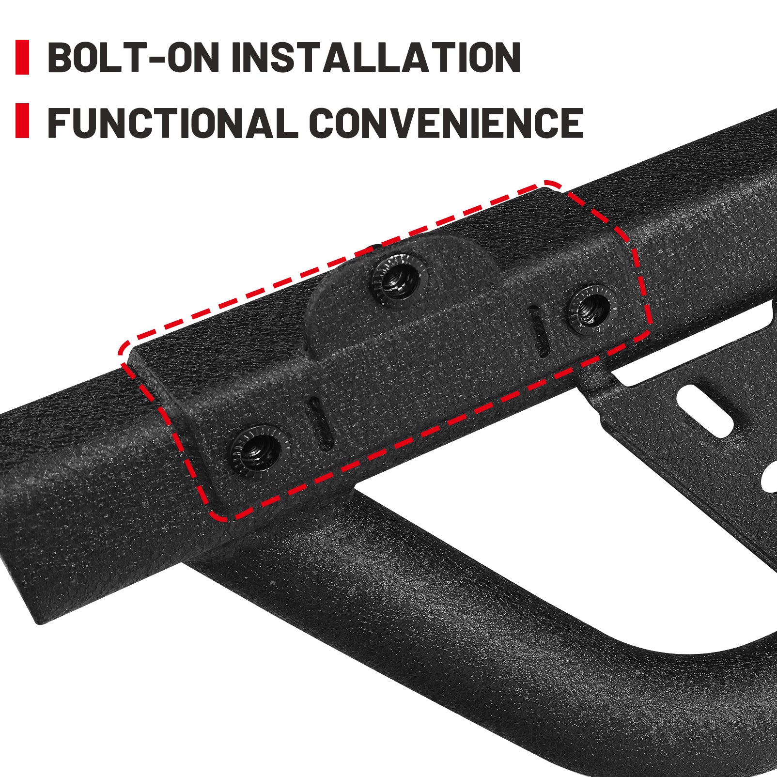 Easy to install. No drilling or modification is required. And simple hardware with detailed instructions.