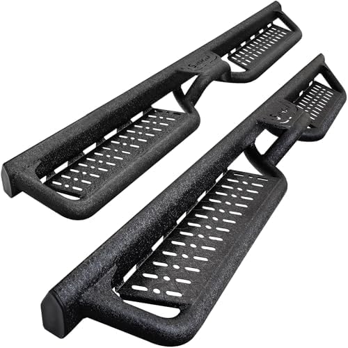 SMANOW Running Boards Compatible with Vehicle 2004-2025 Nissan Titan Crew Cab, 2016-2025 Titan XD Crew Cab, Two-Stair Side Steps, 6 Inch Black Step Bars, Truck Nerf Bars with Middle Steps.