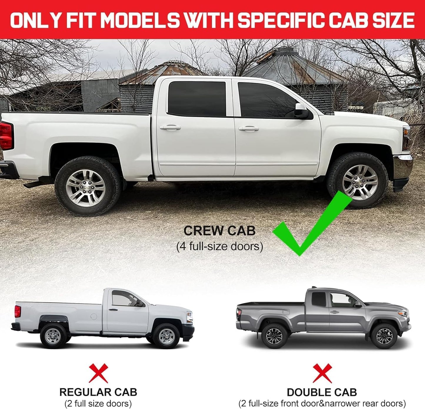Compatible With 2015-2025 Chevy Colorado/gmc Canyon Crew Cab With 4 Full-size Doors.