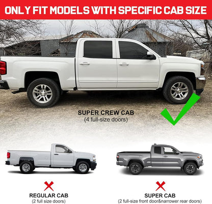 Compatible With 1999-2016 Ford F250 F350 Superduty Crew Cab with 4 Full-size Doors, Not fit Super Cab or Regular Cab.