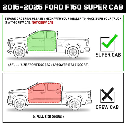  Truck Running Boards Compatible with 2015-2025 Ford F150 Super Cab(3/4 Size Rear Door).
