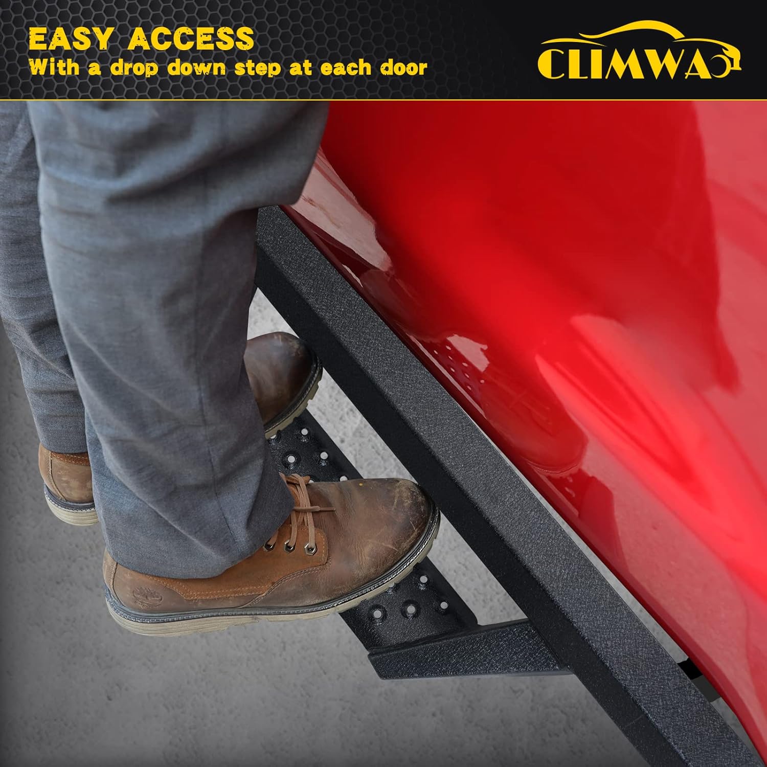 MATERIAL&WEIGHT LIMIT: Heavy Duty Carbon Steel With Textured Black Powder Coated. The Side Steps Offer Up To 350 LBS Load Capacity Per Side.
