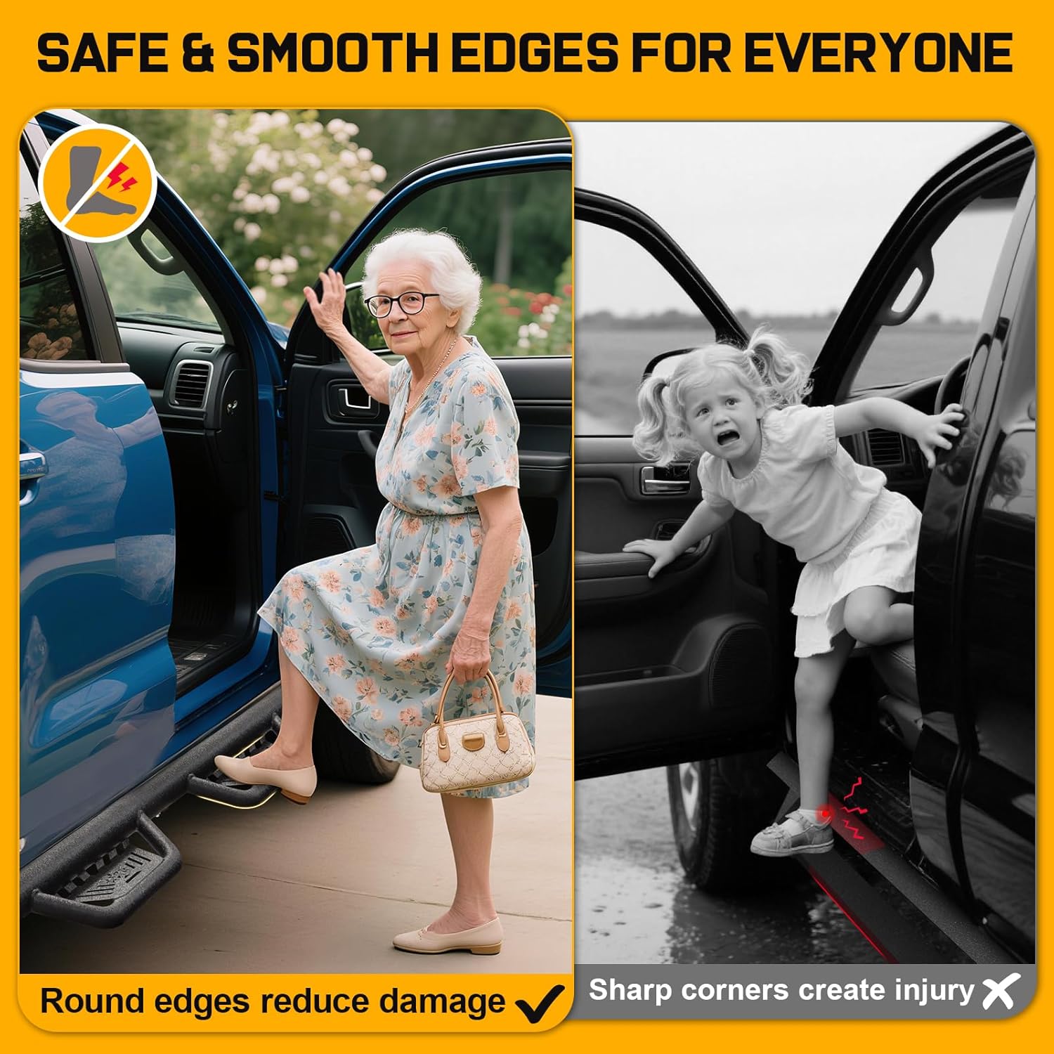 Whether it's the rough roads during off-roading or the parking barriers in urban environments, this high ground clearance side steps can effectively reduce scratches. 