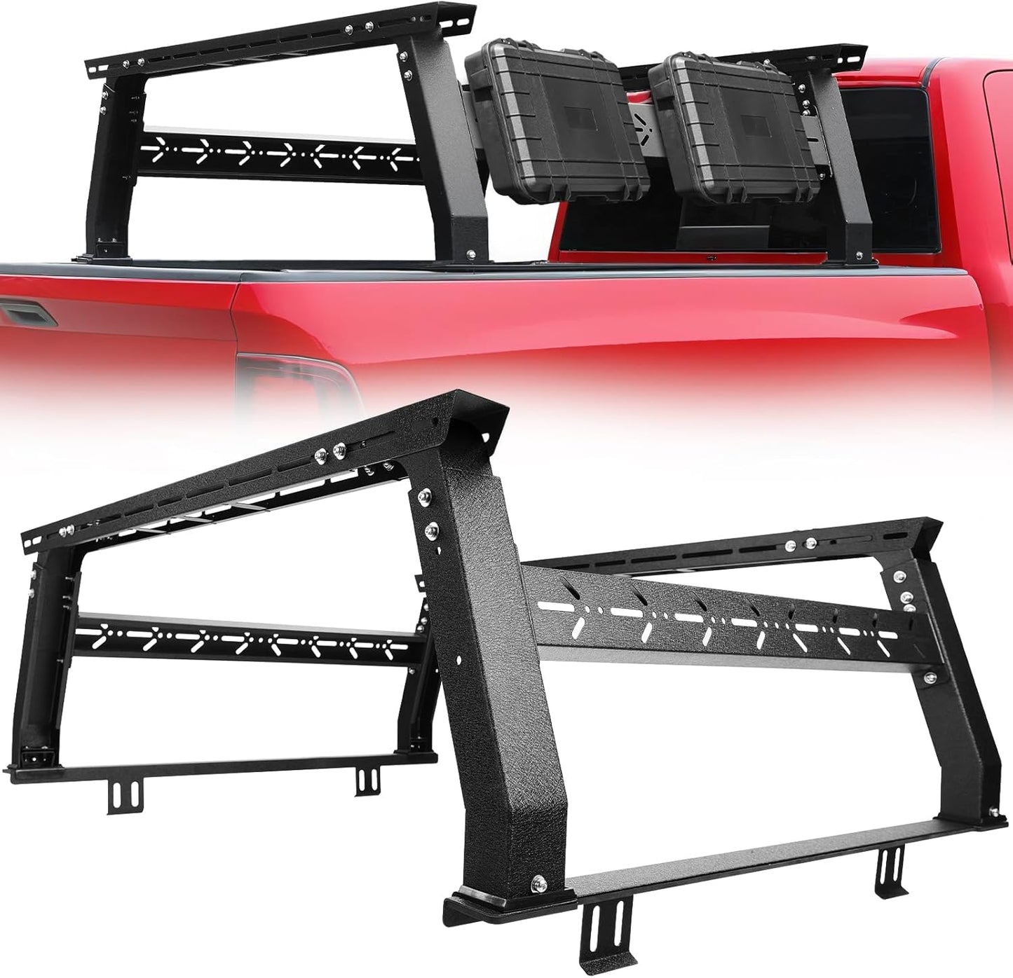 Adjustable Truck Bed Rack for Most Truck, Overland Bed Rack Compatible with Ford/Tundra/Tacoma/Dodge/Chevy/Nissan, Ladder Rack for Without Tonneau Bed Cover.