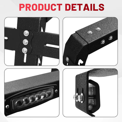 The overland bed rack is made of carbon steel with black textured powder coating and e-coating process for durability and corrosion resistance.