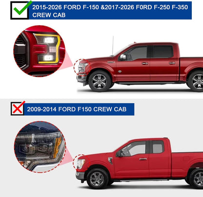 Truck Running Boards Compatible with 2015-2026 Ford F150, 2017-2026 Ford F250 F350 Super Duty Crew Cab. It Does Not fit Super Cab with 2 Narrow Rear Doors.