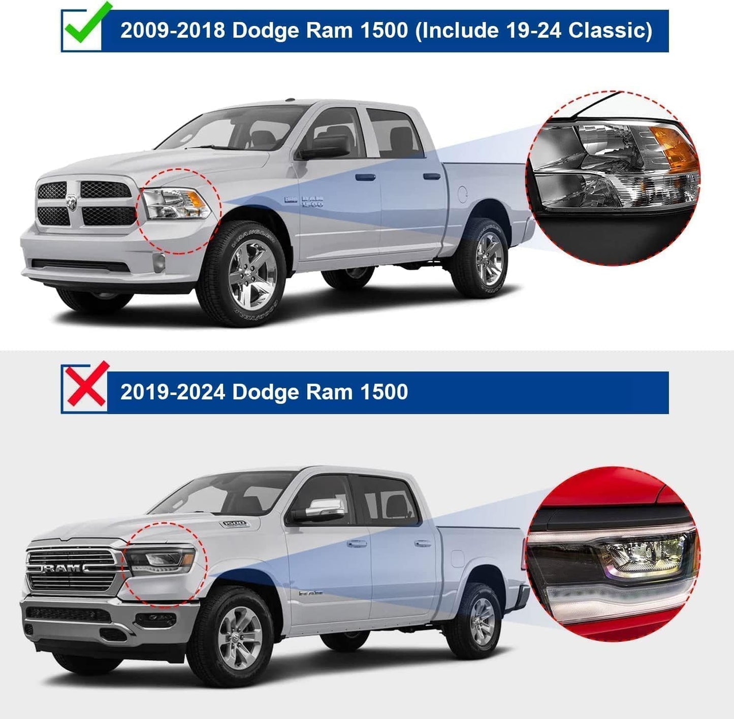 Running Boards Compatible with 2009-2018 dodge ram 1500, 2010-2024 ram 2500 3500, 2019-2024 ram 1500 Classic Quab Cab with 2 narrow rear doors. Only compatible with Quad Cab. Not compatible with Crew Cab (4 full-size doors) or 2019+ Ram 1500 new body style.