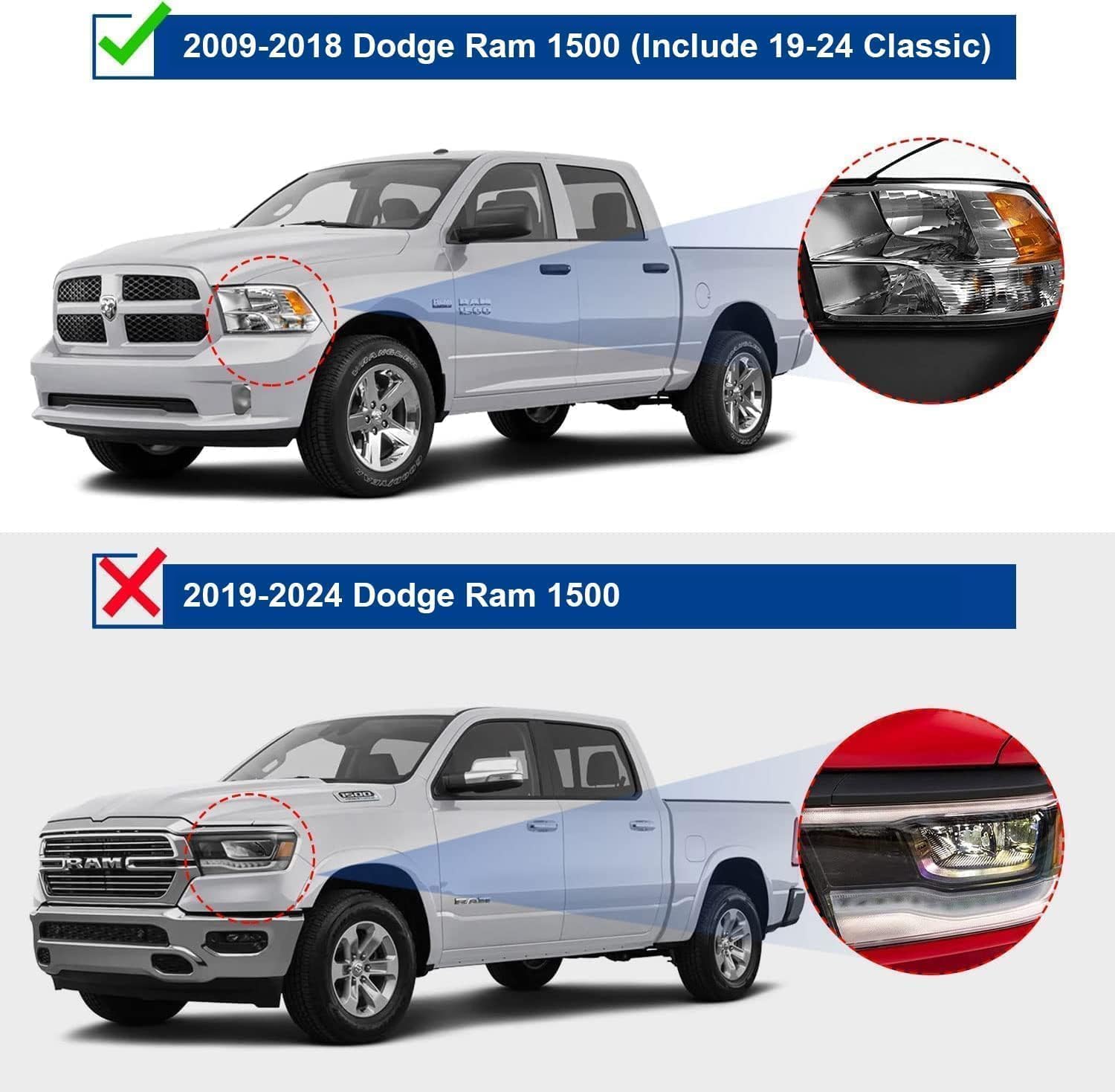 Running Boards Compatible with 2009-2018 dodge ram 1500, 2010-2024 ram 2500 3500, 2019-2024 ram 1500 Classic Quab Cab with 2 narrow rear doors. Only compatible with Quad Cab. Not compatible with Crew Cab (4 full-size doors) or 2019+ Ram 1500 new body style.