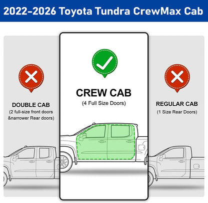  Truck running boards compatible with 2022 2023 2024 2025 2026 Toyota Tundra CrewMax Cab(4 full-size doors). Not for Tacoma, please check the model carefully!