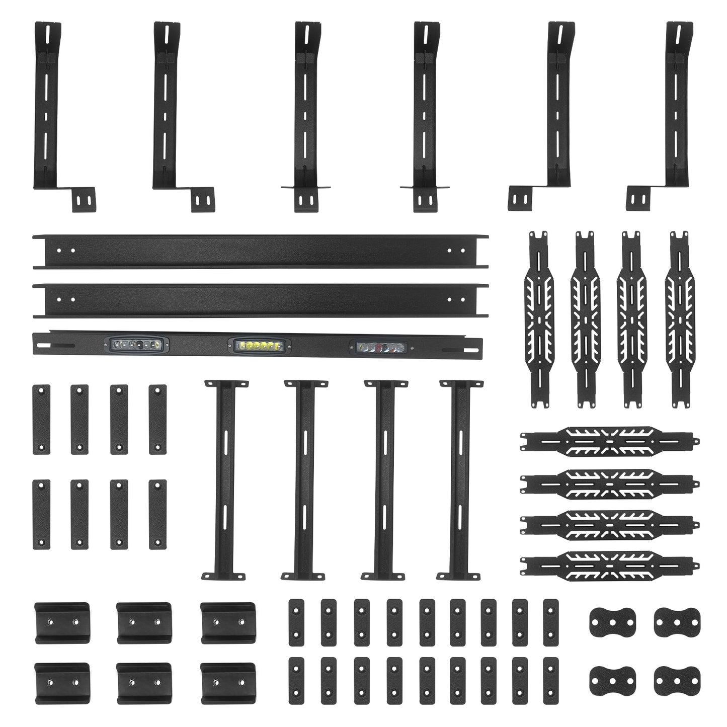 Package Components: Truck Bed Rack Assembly, Mounting Hardware, And Instruction Guide.